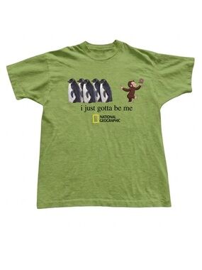 Gildan 'I Just Gotta Be Me' Green Penguin and Monkey Graphic Tee